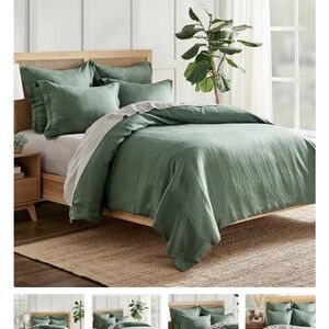 Levtex Green Linen Duvet Cover, Queen